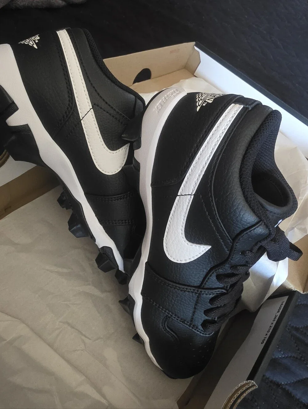 Nike Black and White Jordan 1 Low Youth Cleat